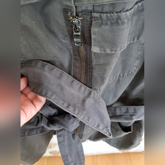 Gap The Utility Jacket Gray LINED Wide Collar Cargo Jacket Belted Petite SP - Picture 11 of 14